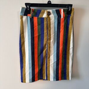 Listicle Vertical Stripe Multicolor Corduroy Pencil Skirt Zip Button Closure Sm